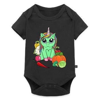 Organic Eco Unicorn Vitamins Vegetable Enjoyment Gardening - Baby Premium short-sleeve bodysuit - black - Front