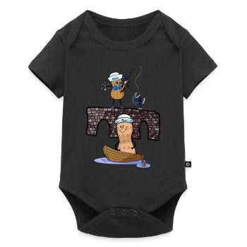 Moin maritime Peanuts Angler Sailor Captain Ahoy - Baby Premium short-sleeve bodysuit - black - Front