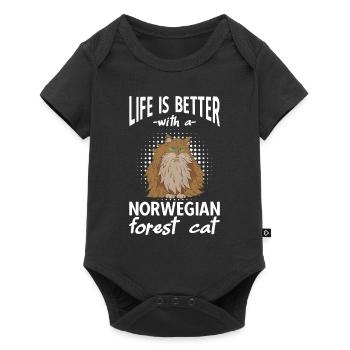 Life Is Better With A Norwegian Forest Cat - Baby Premium short-sleeve bodysuit - black - Front