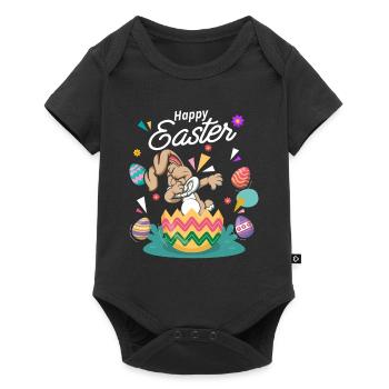 Frohe Ostern - Osterhase Dab Tanz - Baby Premium Kurzarmbody - Schwarz - Vorne
