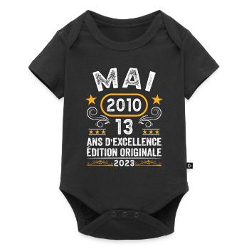 Anniversaire Vintage Idée Cadeau Mai 2010 13 - Body à manches courtes Premium Bébé - noir - Devant