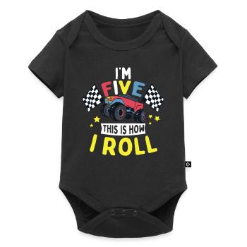 Boys 5 Years Old 5th Birthday Monster Truck - Baby Premium short-sleeve bodysuit - black - Front