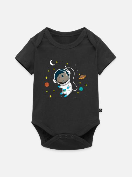 Astronaut Capybara Meerschweinchen - Baby Premium Kurzarmbody - Schwarz