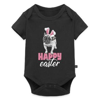 Frohe Ostern French Bulldog - Baby Premium Kurzarmbody - Schwarz - Vorne
