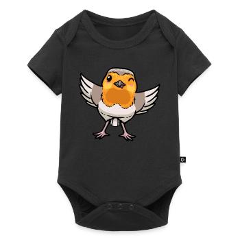 Robin Bird Kawaii Emoticon - Baby Premium short-sleeve bodysuit - black - Front
