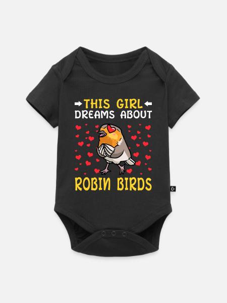 Rotkehlchen Vogel - Baby Premium Kurzarmbody - Schwarz