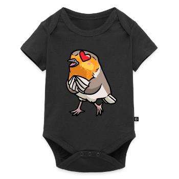 Robin Bird In Love Kawaii Emoticon - Body à manches courtes Premium Bébé - noir - Devant