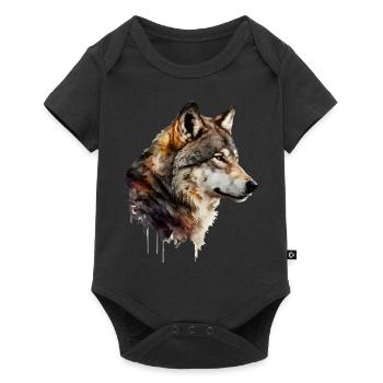 Le loup - Body à manches courtes Premium Bébé - noir - Devant
