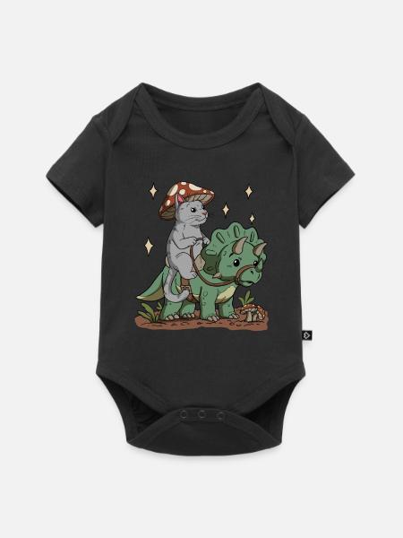 Cottagecore Katze - Baby Premium Kurzarmbody - Schwarz