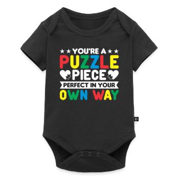 autism awareness Puzzle piece perfect in your way - Baby Premium Kurzarmbody - Schwarz - Vorne