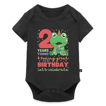 Grenouille pour le 2ème anniversaire Enfants de deux ans - Body à manches courtes Premium Bébé - noir - Devant