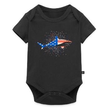 Hai 4. Juli Amerikanische Flagge Patriotisch US - Baby Premium Kurzarmbody - Schwarz - Vorne