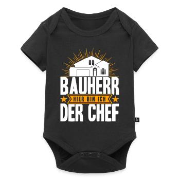 Bauherr Hier Bin Ich Der Chef Bauherr Geschenk - Baby Premium Kurzarmbody - Schwarz - Vorne