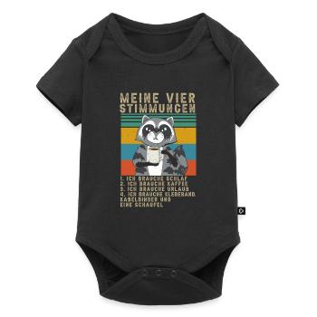 Waschbär Meine Vier Stimmungen Schlaf Kaffee - Baby Premium Kurzarmbody - Schwarz - Vorne
