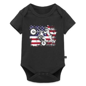 Dirt Bike USA Flag Vintage Motocross America - Body à manches courtes Premium Bébé - noir - Devant
