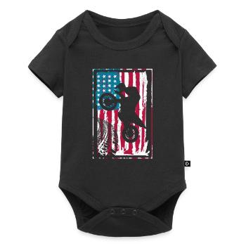 Dirt Bike USA Flag Vintage Motocross America - Baby Premium short-sleeve bodysuit - black - Front