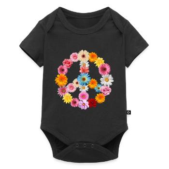 Frieden Liebe Blumen Cool Blumenliebhaber Gartenspiel - Baby Premium Kurzarmbody - Schwarz - Vorne