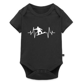 Snowboarding heartbeat - Baby Premium short-sleeve bodysuit - black - Front