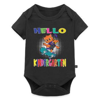 Hello Kindergarten Skateboarding Cat - Baby Premium short-sleeve bodysuit - black - Front