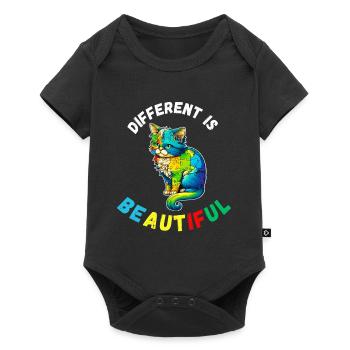 Soutien sensibilisation à l'autisme chat coloré - Body à manches courtes Premium Bébé - noir - Devant