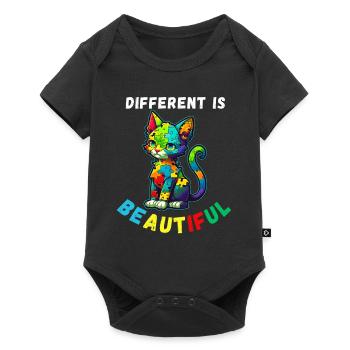Soutien sensibilisation à l'autisme chat coloré - Body à manches courtes Premium Bébé - noir - Devant