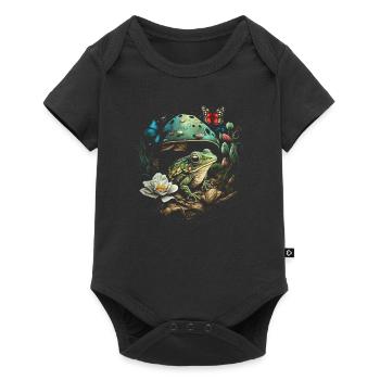 Cottagecore Aesthetic Frog Mushroom Butterflies - Baby Premium Kurzarmbody - Schwarz - Vorne