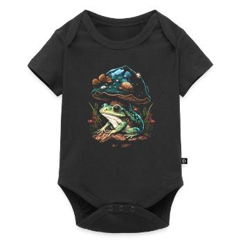 Cottagecore Aesthetic Frog Mushroom - Baby Premium Kurzarmbody - Schwarz - Vorne