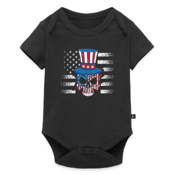 Skull July 4 American Flag Patriotic - Baby Premium short-sleeve bodysuit - black - Front