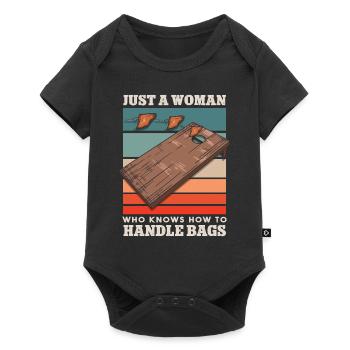 Frauen Sitzsäcke Cornhole - Baby Premium Kurzarmbody - Schwarz - Vorne