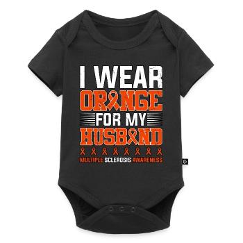 Ich trage Orange für meinen Mann Multiple Sklerose - Baby Premium Kurzarmbody - Schwarz - Vorne