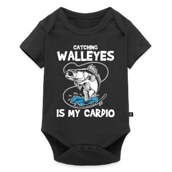 Pikeperch fishing, fish, perch, perch fishing - Baby Premium short-sleeve bodysuit - black - Front