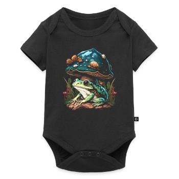 Cottagecore Aesthetic Mushroom Frog - Baby Premium Kurzarmbody - Schwarz - Vorne
