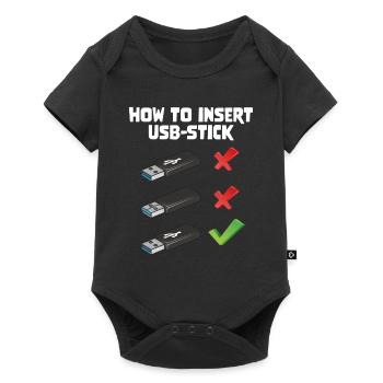 How To Insert USB Stick Funny Programmer Meme - Baby Premium Kurzarmbody - Schwarz - Vorne