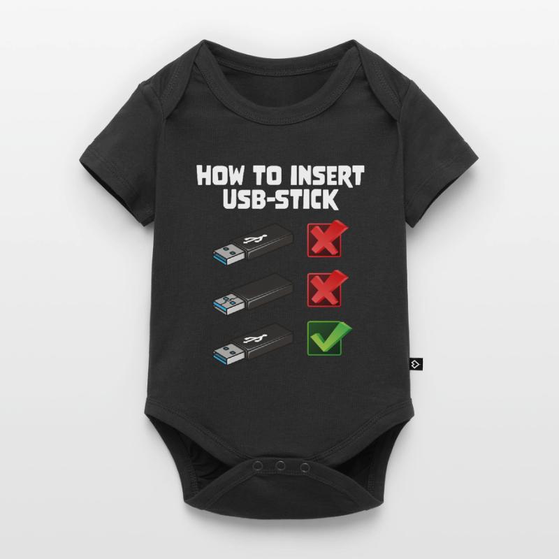 How To Insert USB Stick Funny Programmer Meme Baby Premium Kurzarmbody