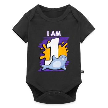 Ich Bin 1 Robbe - Baby Premium Kurzarmbody - Schwarz - Vorne