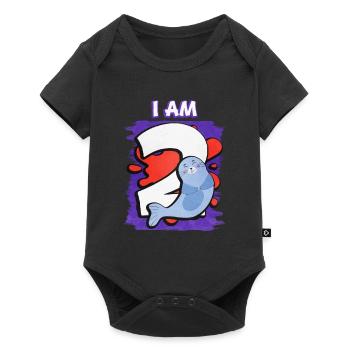 Ich Bin 2 Robbe - Baby Premium Kurzarmbody - Schwarz - Vorne