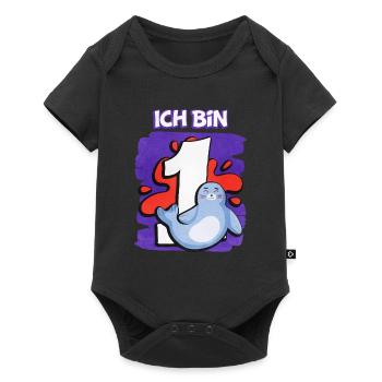 Ich Bin 1 Robbe - Baby Premium Kurzarmbody - Schwarz - Vorne