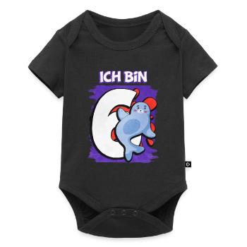 Ich Bin 6 Robbe - Baby Premium Kurzarmbody - Schwarz - Vorne