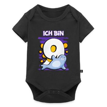 Ich Bin 9 Robbe - Baby Premium Kurzarmbody - Schwarz - Vorne