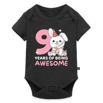 Hase zum 9. Geburtstag Kinder neun Jahre alt - Baby Premium Kurzarmbody - Schwarz - Vorne