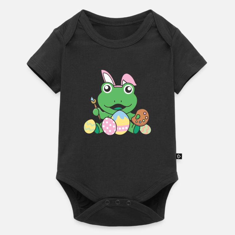 joyeuses Pâques douce grenouille Pâques avec œufs de Pâques - Body à manches courtes Premium Bébé - noir