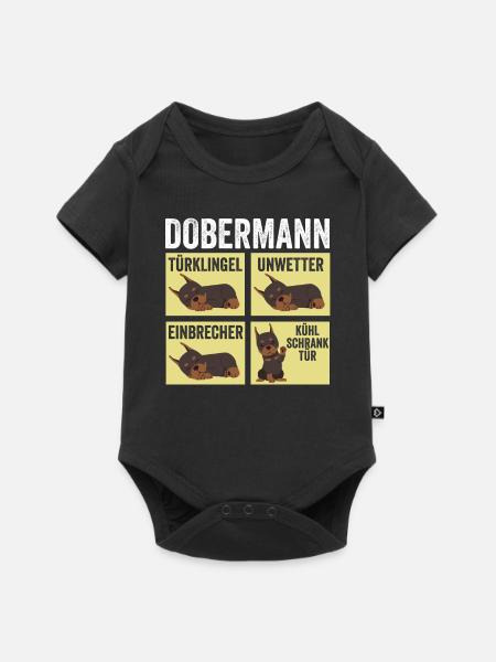 Hund Doberman - Baby Premium Kurzarmbody - Schwarz