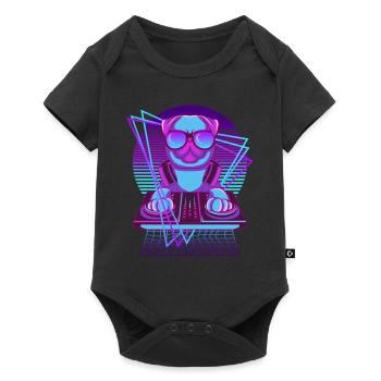 Party Music Techno Dogs Vaporwave DJ Pug Dog - Baby Premium short-sleeve bodysuit - black - Front