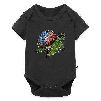 Wasserschildkröte Riesenschildkröte Schildkröte - Baby Premium Kurzarmbody - Schwarz - Vorne