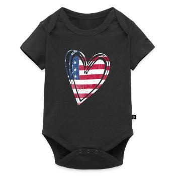 Drapeau des États-Unis Cœur patriotique américain - Body à manches courtes Premium Bébé - noir - Devant