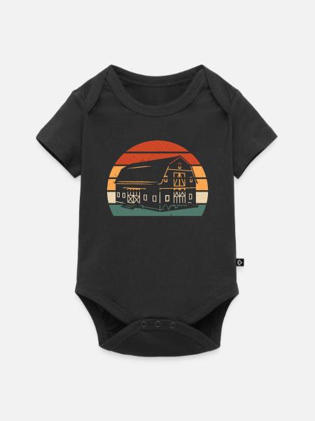Retro Scheune - Baby Premium Kurzarmbody - Schwarz