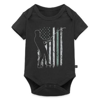 Pêche Retro USA Flag Fishing Rod 4 juillet - Body à manches courtes Premium Bébé - noir - Devant
