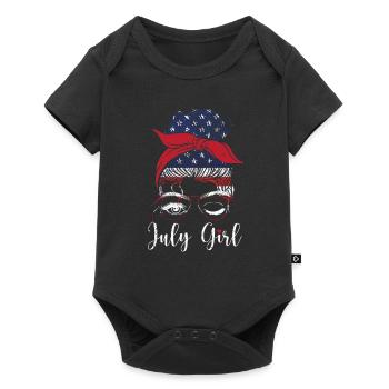 July Girl Wink Eye American Flag July 4 - Baby Premium short-sleeve bodysuit - black - Front