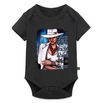 girlboss illustration woman - Baby Premium short-sleeve bodysuit - black - Front