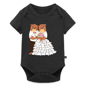 Mariage Autres amoureux de la loutre Biologiste marin animal - Body à manches courtes Premium Bébé - noir - Devant